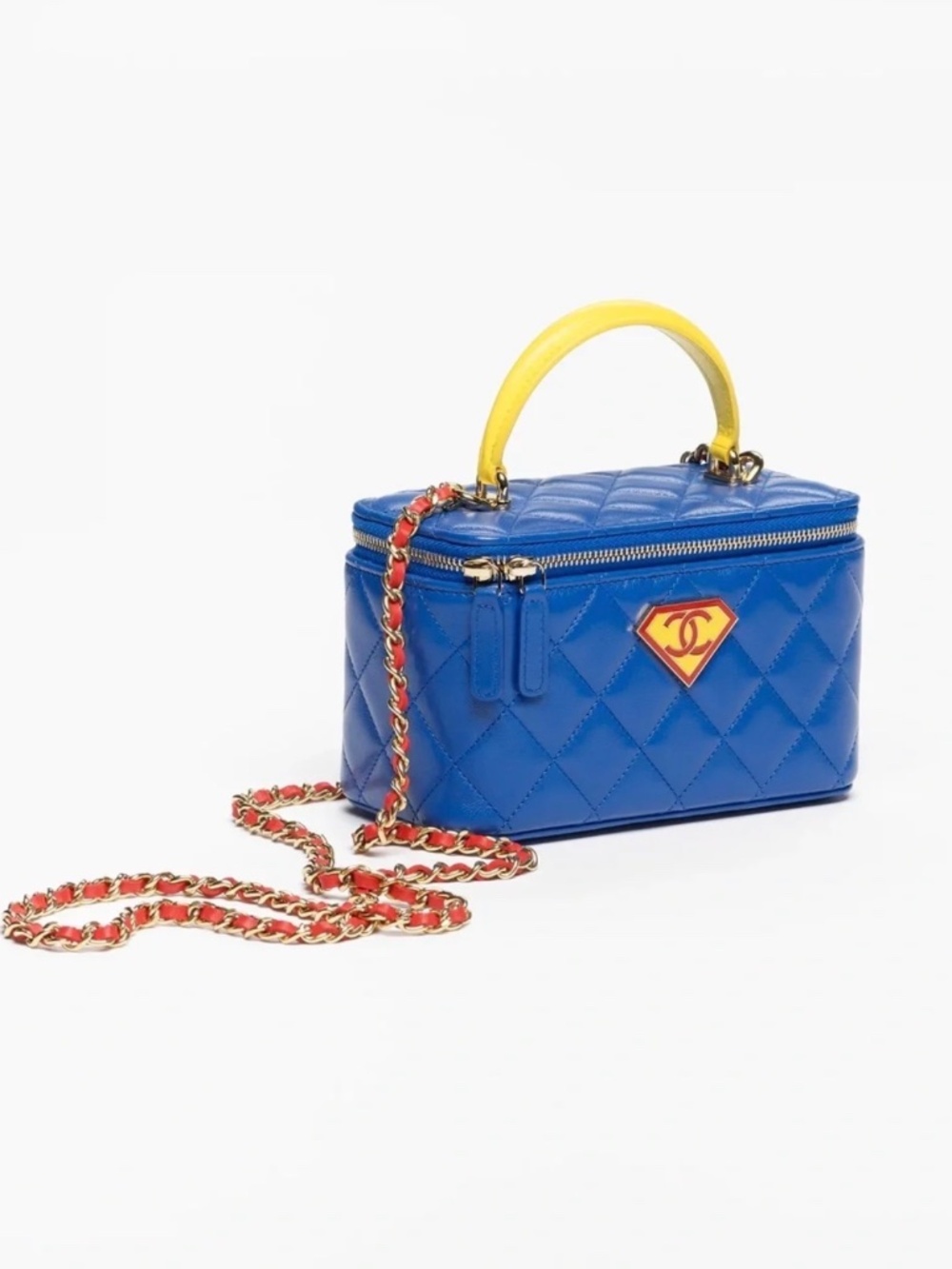 CHANEL 26A Metiers D’art Superhero Superman Vanity Case with Chain Metiers Dart